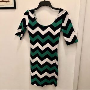 Love Culture Green White Navy Stretchy Stripe Dress